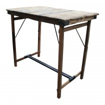 Oude houten klaptafel bartafel 130 x 70 x H107cm hangtafel werkplek buro bureau loungetafel staantafel bar sta-tafel landelijk hoge hoog model industrieel werktafel metaal hout metalen houten