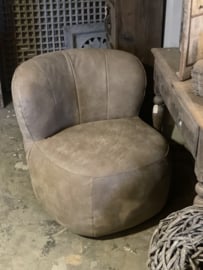 York - fauteuil chestnut, Africa leer leren bijzet fauteuil stoel stoeltje rond