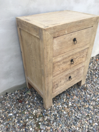 Licht naturel houten kast kastje dressoir sidetable ladenkast ladekast 3 lades landelijk