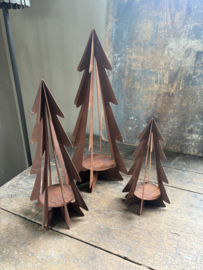 Leuke roest metalen kerstboom Groot large kerstboompjes theelicht theelichthouder kandelaar tuin kandelaar klein