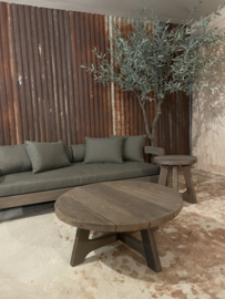 Landelijke vergrijsd houten ronde tafel Tuintafel Rond 135 cm landelijk stoer lounge