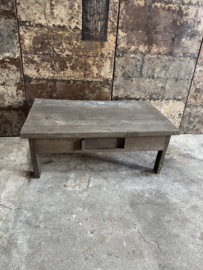 Landelijke vergrijsd houten salontafel tafel met schuifje 120x70x H45 cm