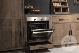 Truckwood railway houten keukenelement keuken buitenkeuken voor oven inclusief granieten hardstenen blad landelijk stoer