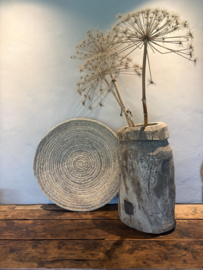 Prachtig groot rond vergrijsd rotan  rieten wandbord boho 60 cm dienblad wandpaneel wanddecoratie wandschaal schaal