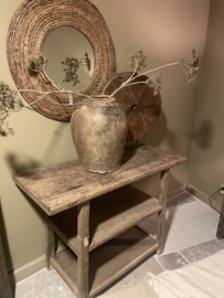 Oud vergrijsd houten Sidetable met onderplank legplanken landelijk 119 cm