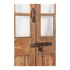 Prachtige oude dubbele deuren deur  poort met glas ramen in kozijn pui glas met bovenlicht 250 x 120