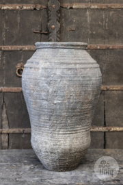 Prachtige grote oude stenen kruik vaas pot landelijk stoer sober grijs vergrijsd 62 X 37 cm