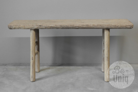 Oud licht houten bank bankje landelijk stoer 107 cm