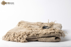 Pure linnen vlasz collectie tafelkleden rond beige zand en stonewashed grey