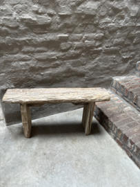 Grof oud houten bank bankje 90 cm landelijk stoer