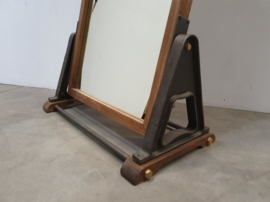 Grote oude houten staande losstaande passpiegel spiegel industrieël hout 71x188cm
