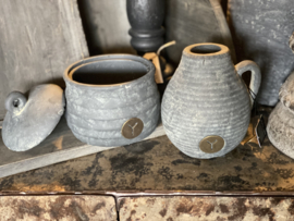 Set van 2 stenen potje met deksel en vaas vaasje Brynxz landelijk stoer