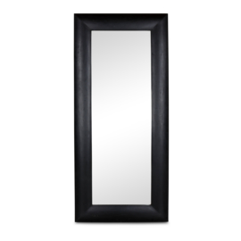 Grote zwart houten spiegel passpiegel 190 x 85 cm stoer strak hout