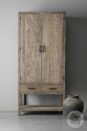 Grote railway truckwood vergrijsd houten kast 2deurs dichte kabinet kast 210 x95 x 45 cm landelijk stoer SEP