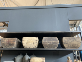 Oude vergrijsd houten trog bak schaal landelijke stijl landelijk hout vergrijsd oud mangelbak