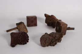 stempeltjes Oud houten stempel met handvat textielstempel india batik stempeltje vintage industrieel