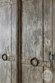 Prachtige massief houten kast 2 deurs deuren planken legplanken whitewash vergrijsd stoer landelijk 176 x 81 x 35 cm Ibiza