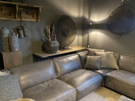 MEGAgroot XXL 110 cm orgineel oud vergrijsd doorleefd houten wiel Eye-catcher ornament rond 110 x 95 cm raamdecoratie op voet eye-catcher landelijk industrieel stoer