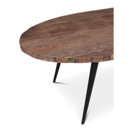 Robuuste oud vergrijsd houten ovale tafel 220 x 100 cm kloostertafel tafel eettafel Bassano landelijk industrieel stoer vintage retro urban vergadertafel stamtafel leestafel ovaal