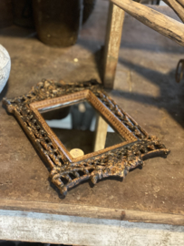 Metalen spiegel Spiegeltje vintage bruin zwart Kuifspiegel  landelijk stoer