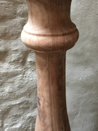 Stoere naturel bruine houten balusterlamp vloerlamp 125 cm tafellamp landelijk stoer robuust