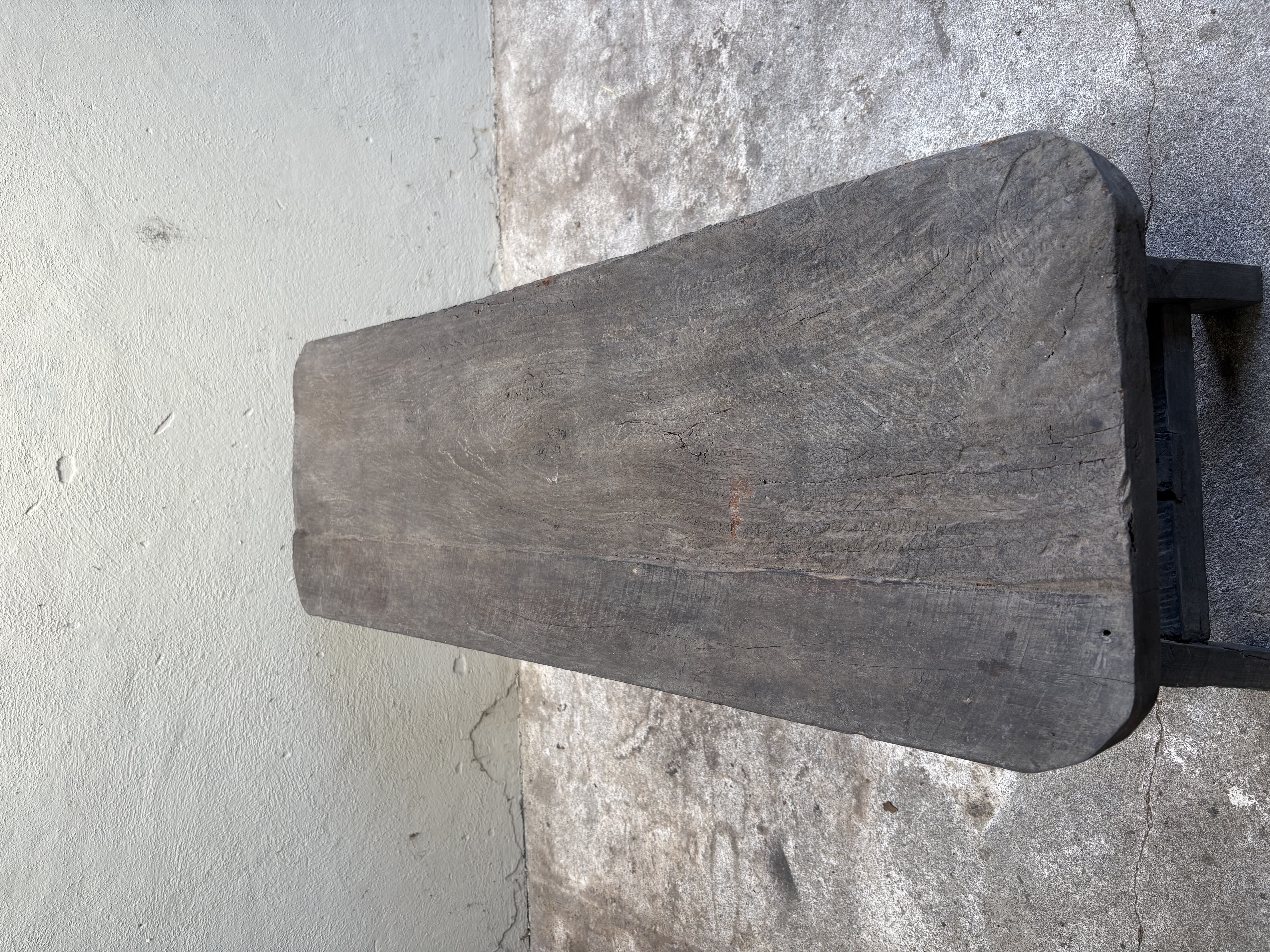 Landelijke oud vergrijsd houten salontafel bankje 130 x 40 cm stoer sober