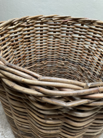 MEGA GROTE Mand rotan riet houten basket round rond ronde korf bloembak olijfbak haard hout hondenmand hondenhok tunnel D105 x H100 cm