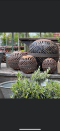 Set van  3 metalen bollen ballen 20-25-30 cm landelijk kandelaar windlicht stoer industrieel