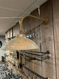 Metalen wandlamp Stallamp buitenlamp buitenverlichting metalen kap roest glazen stolp landelijk industrieel vintage stoer