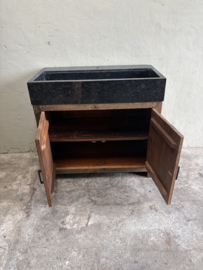 Houten Badkamermeubel wastafelmeubel inclusief hardstenen wasbak wastafel badkamer badmeubel SEP