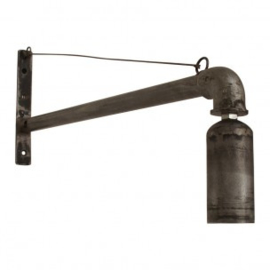 Metalen wandlamp gemaakt van oude steigerbuis steigerpijp buis leiding industrieel stoer robuust landelijk
