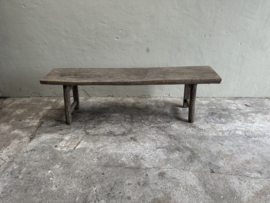 Oude lange vergrijsd houten bank eettafelbank eetkamerbank landelijk stoer 169 cm