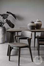 Vergrijsd teak houten stoel armstoel stoelen eetkamerstoelen met armleuning landelijk modern strak rond