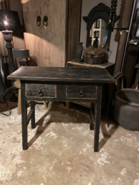 Zwart houten ladekast dressoir haltafel wastafel wandmeubel Met 2 lades Sidetable landelijk stoer