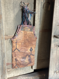 Unieke Orginele oude leren kamelenzak tas met prachtig details en doorleefde kleuren wanddecoratie vintage hoffz