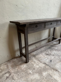 Vergrijsd houten Sidetable 170 cm wandmeubel met lades dressoir ladekast landelijk stoer