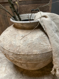 Prachtige unieke grote oude stenen kruik pot vaas waterkruik olijfpot landelijk stoer oud/antiek nr 2