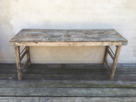 Stoere oude hout houten sidetable buro bureau klaptafel doorleefd industrieel markttafel landelijk hout metaal