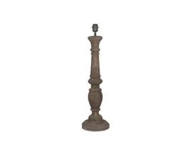 Stoere bruine houten balusterlamp tafellamp 70 cm tafellamp landelijk stoer robuust umber