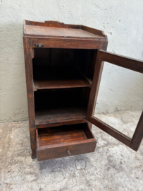 Brocant oud kastje vitrinekastje halkastje glaskastje uniek H80 x 40 x 40 cm