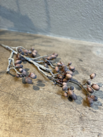 Prachtige imitatie decoratie tak kunstbloem alnus grande vergrijsd brown grey bruin grijs 92 cm