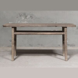 Unieke stoere oude vergrijsd houten old Pine sidetable wandtafel sideboard landelijk robuust 166 x 42 x H85 cm