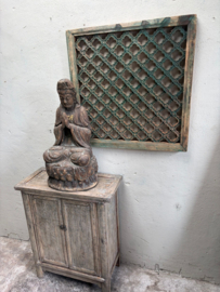 Prachtig groot vintage oud vergrijsd doorleefd houten boedha buddha beeld hout