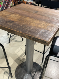 Sta-tafel staantafel industrieel landelijk bar bartafel statafel sta tafel mancave lounge landelijk vintage industrieel grijs metalen onderstel poot met houten blad