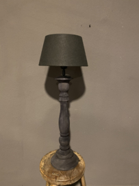 Stoere naturel grijs antraciet zwart houten balusterlamp 50 cm tafellamp landelijk stoer robuust