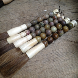 Stoere decoratie kwast kalligrafeerkwast kwastje 32 cm bruin groen
