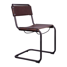 Industrieel metalen eetkamerstoel stoel stoelen met leren zitting bruin stoer landelijk industrieel 52 X 52 X 84 cm