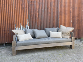 Landelijke vergrijsd houten Tuinbank Daybed ligbed bank 200 cm (inclusief kussens) lounge stationsbank landelijk