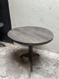 Grote oud houten tafel eettafel eetkamertafel rond 80 cm bijzettafel wijntafel wijntafeltje landelijk stoer