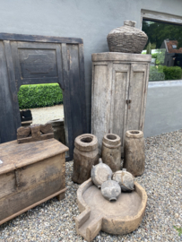 Gave grote houten pot vaas kruik landelijk stoer vintage robuust